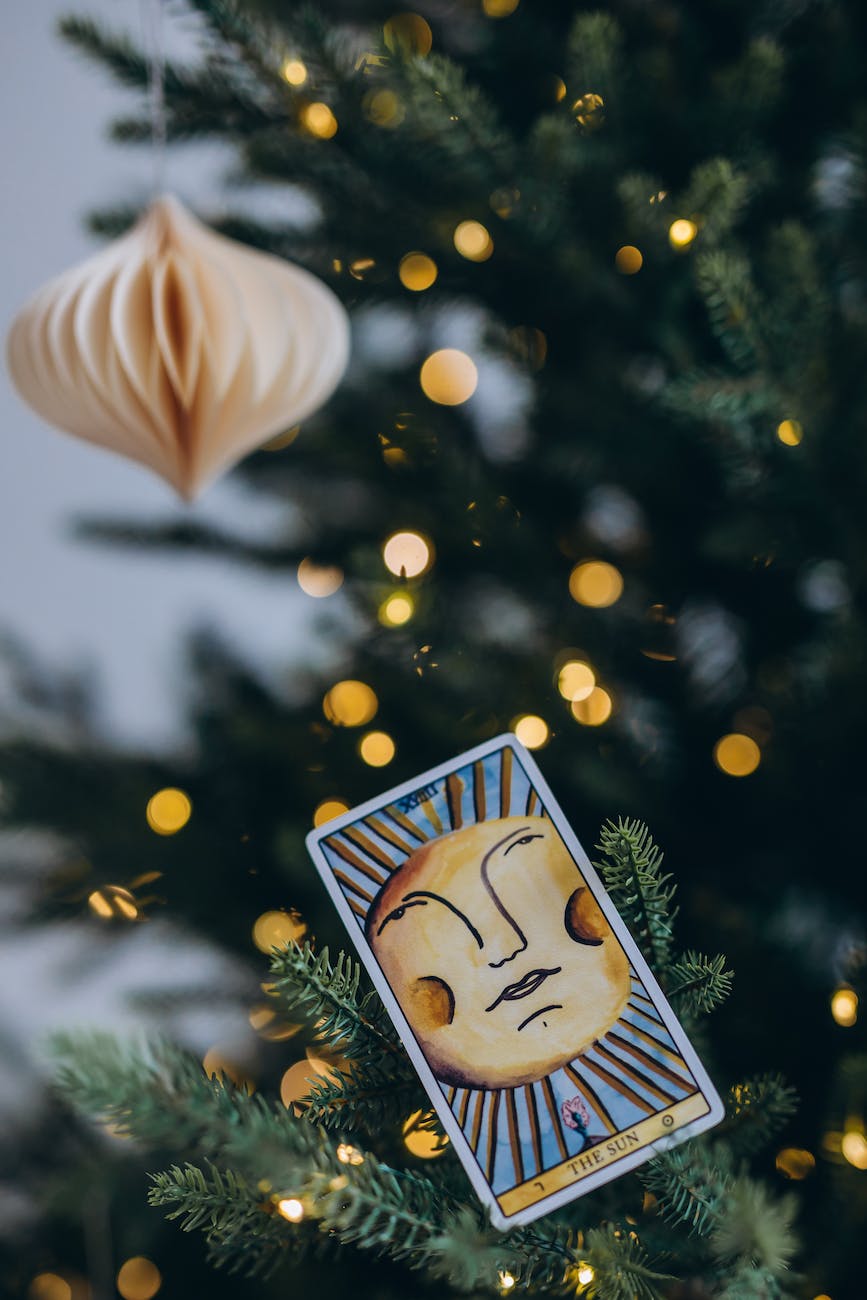 tarot card on christmas tree
