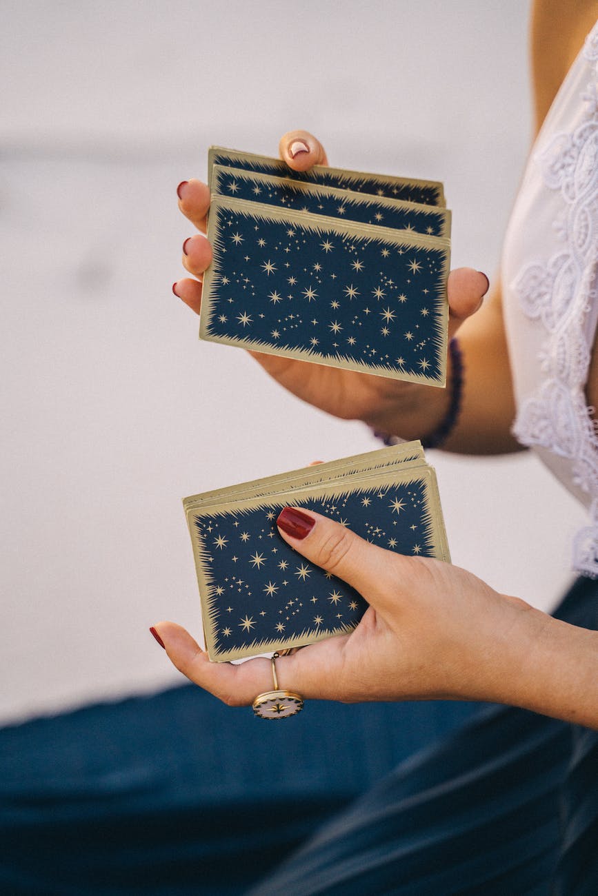 woman shuffling cards