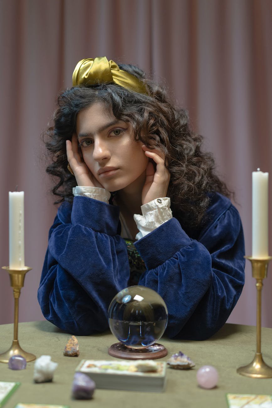 a fortune teller sitting